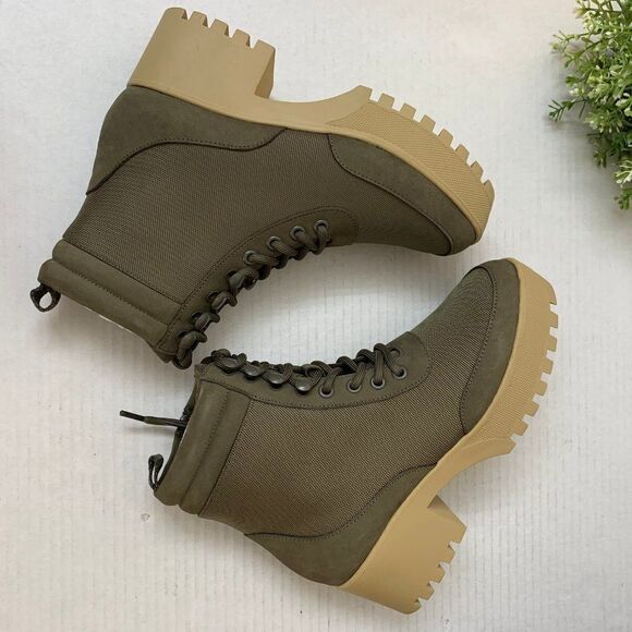 Aqua Go Hiker Combat Platform Booties Olive Green - Picture 8 of 13